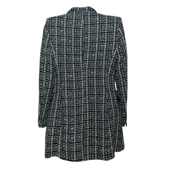 NEW Zara black plaid tweed double breasted longline blazer jacket size small - Picture 7 of 13